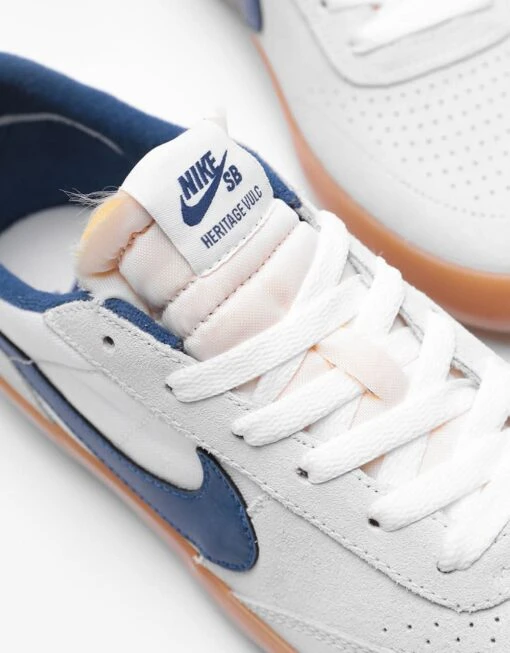 Nike SB Heritage Vulc Skate Shoes - Summit White/Navy-White-Gum Light Brown -Nike 001108801 4