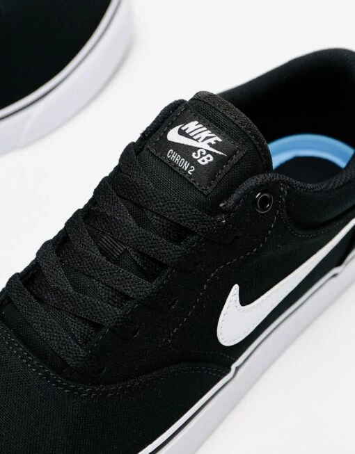 Nike SB Chron 2 Canvas Skate Shoes - Black/White-Black -Nike 001119100 3