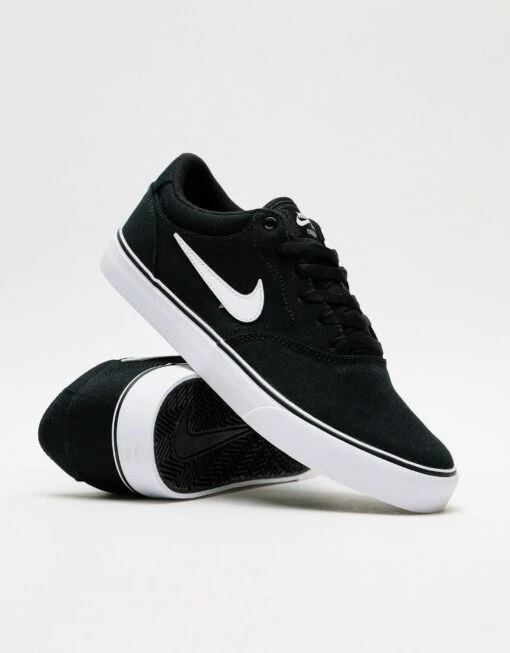 Nike SB Chron 2 Canvas Skate Shoes - Black/White-Black -Nike 001119100 7