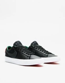 Nike SB Zoom Blazer Low Pro GT Premium Skate Shoes - Black/Black-Varsity Red-Fir -Nike 001130219 2