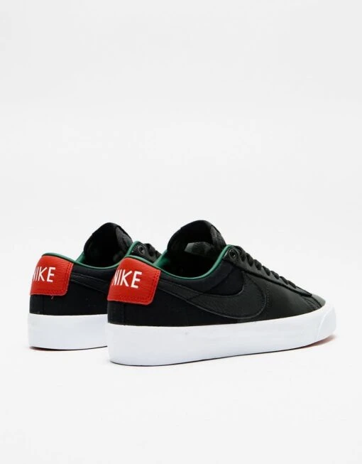 Nike SB Zoom Blazer Low Pro GT Premium Skate Shoes - Black/Black-Varsity Red-Fir -Nike 001130219 7