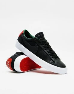 Nike SB Zoom Blazer Low Pro GT Premium Skate Shoes - Black/Black-Varsity Red-Fir -Nike 001130219 9