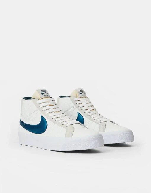 Nike SB Zoom Blazer Mid Skate Shoes - Summit White/Nightshade-White -Nike 001140489 1