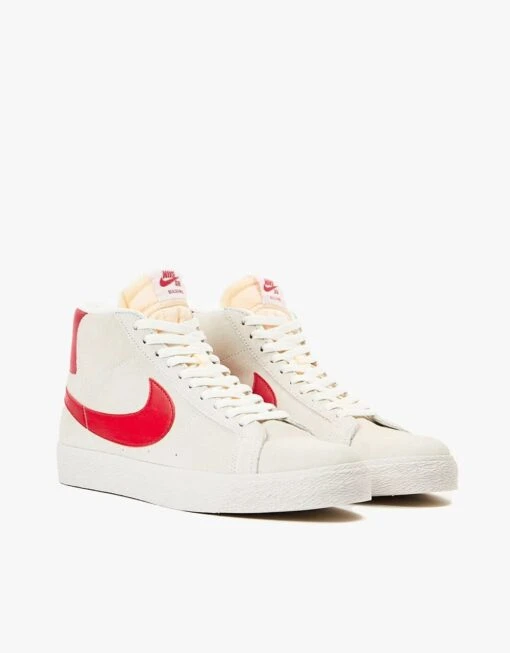 Nike SB Zoom Blazer Mid Skate Shoes - Summit White/University Red-Summit White -Nike 001140490 1