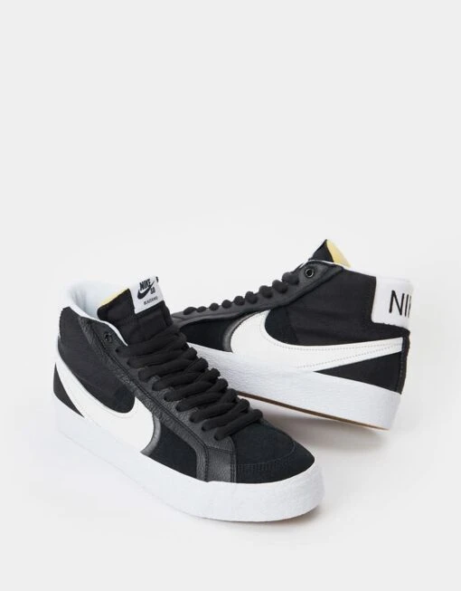 Nike SB Zoom Blazer Mid Premium Plus Skate Shoes - Black/White -Nike 001144545 2