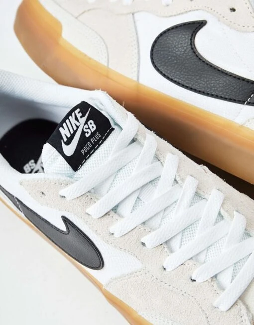 Nike SB Pogo Skate Shoes - White/Black-White-Gum Light Brown -Nike 001144563 1