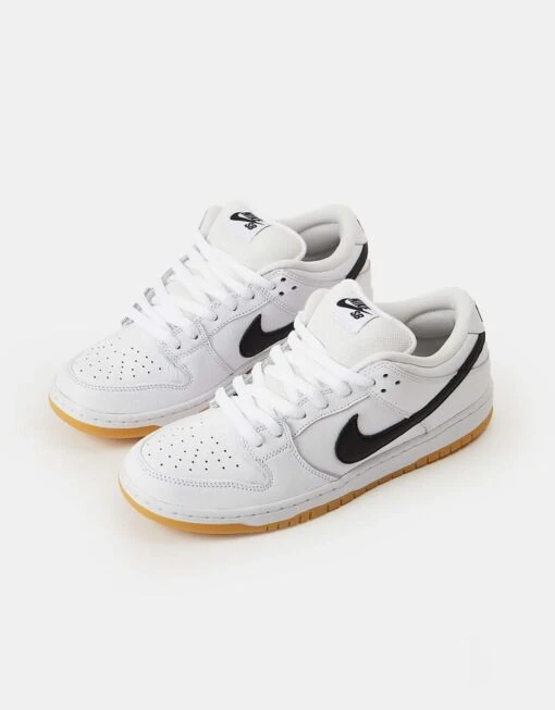 Nike SB Dunk Low Pro Premium Skate Shoes - White/Black-White-Gum Light Brown -Nike 001149102 1