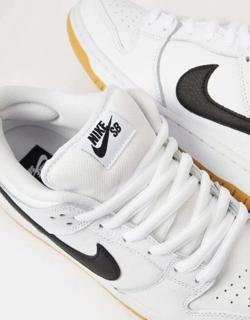 Nike SB Dunk Low Pro Premium Skate Shoes - White/Black-White-Gum Light Brown -Nike 001149102 2