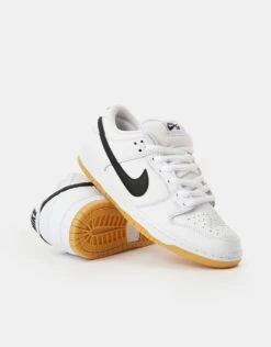 Nike SB Dunk Low Pro Premium Skate Shoes - White/Black-White-Gum Light Brown -Nike 001149102 7