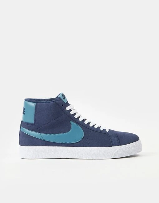 Nike SB Zoom Blazer Mid Skate Shoes - Midnight Navy/Noise Aqua-Midnight Navy -Nike 001149106