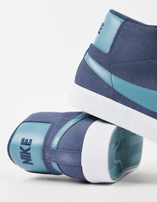 Nike SB Zoom Blazer Mid Skate Shoes - Midnight Navy/Noise Aqua-Midnight Navy -Nike 001149106 5