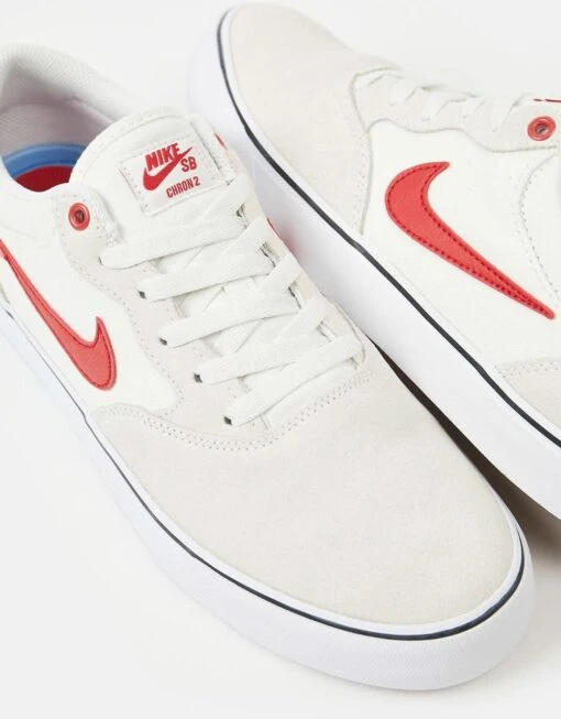 Nike SB Chron 2 Skate Shoes - Summit White/University Red-Phantom -Nike 001149110 4