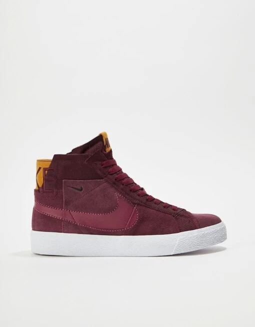 Nike SB Zoom Blazer Mid Premium Skate Shoes - Night Maroon/Rosewood-Night Maroon-White -Nike 001151300