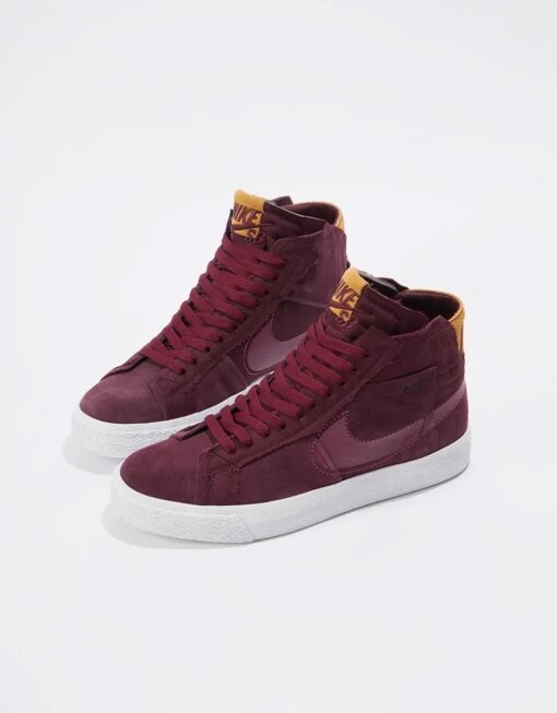 Nike SB Zoom Blazer Mid Premium Skate Shoes - Night Maroon/Rosewood-Night Maroon-White -Nike 001151300 1