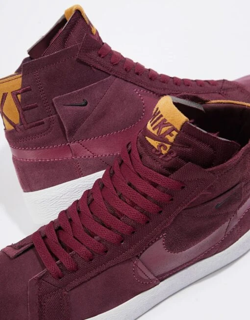 Nike SB Zoom Blazer Mid Premium Skate Shoes - Night Maroon/Rosewood-Night Maroon-White -Nike 001151300 4