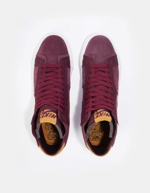 Nike SB Zoom Blazer Mid Premium Skate Shoes - Night Maroon/Rosewood-Night Maroon-White -Nike 001151300 6