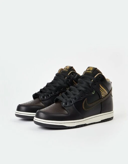 Nike SB 'Pawnshop' Dunk High OG QS Skate Shoes - Black/Black-Metallic Gold -Nike 001152664 1