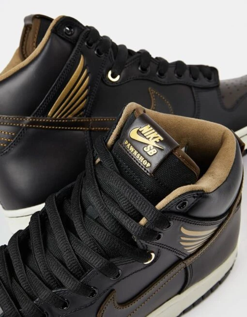 Nike SB 'Pawnshop' Dunk High OG QS Skate Shoes - Black/Black-Metallic Gold -Nike 001152664 3