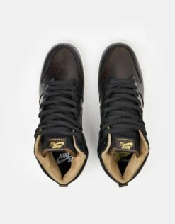 Nike SB 'Pawnshop' Dunk High OG QS Skate Shoes - Black/Black-Metallic Gold -Nike 001152664 4