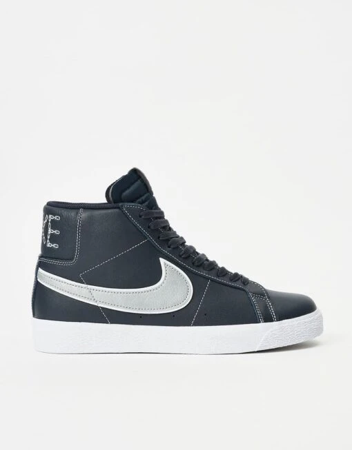 Nike SB 'Mason Silva' Zoom Blazer Mid QS Skate Shoes - Blackened Blue/Wolf Grey-Blackened -Nike 001156052