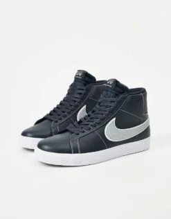 Nike SB 'Mason Silva' Zoom Blazer Mid QS Skate Shoes - Blackened Blue/Wolf Grey-Blackened -Nike 001156052 1