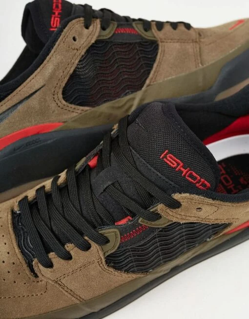 Nike SB Ishod Skate Shoes - Lt Olive/Black-Lt Olive-Varsity Red-Black-Gum Dk Brown -Nike 001160411 3