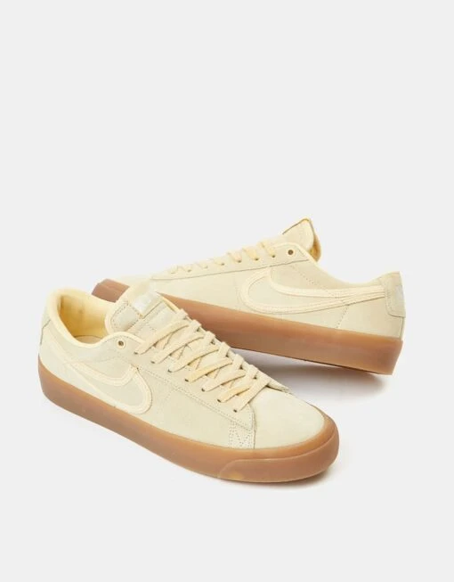 Nike SB Blazer Low Pro GT Premium Skate Shoes - Pale Vanilla/Pale Vanilla-Pale Vanilla-Summit White-Gum Lt Brown -Nike 001160417 1