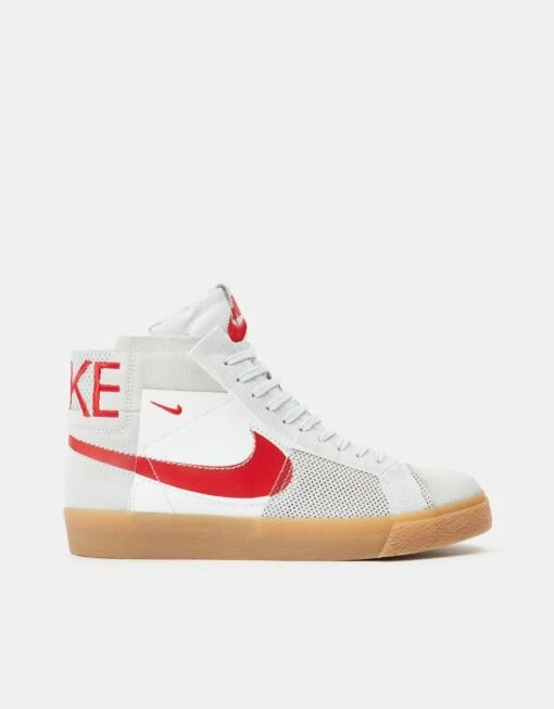 Nike SB Zoom Blazer Mid Premium Skate Shoes - Summit White/Univ Red-Pure Platinum-Summit White-Gum Yellow -Nike 001160418