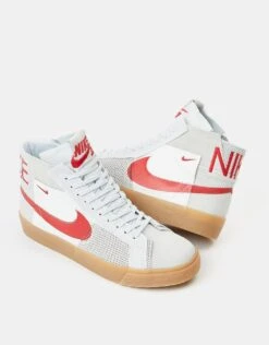 Nike SB Zoom Blazer Mid Premium Skate Shoes - Summit White/Univ Red-Pure Platinum-Summit White-Gum Yellow -Nike 001160418 1