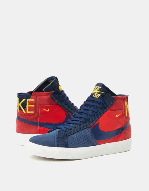 Nike SB Zoom Blazer Mid Premium Skate Shoes - Univ Red/Midnight Navy-Univ Gold-Summit White-Black -Nike 001160419 1