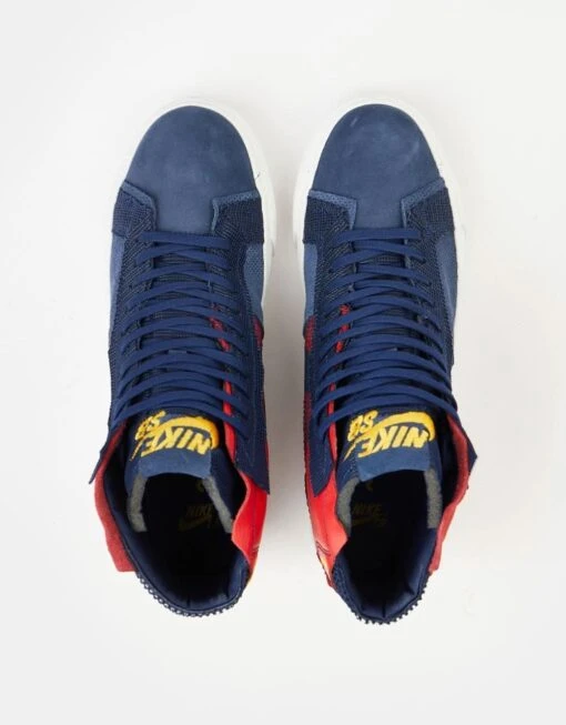 Nike SB Zoom Blazer Mid Premium Skate Shoes - Univ Red/Midnight Navy-Univ Gold-Summit White-Black -Nike 001160419 7