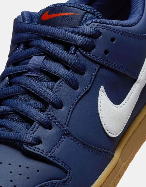 Nike SB Dunk Low Pro ISO Skate Shoes - Navy/White-Navy-Gum Lt Brown-Midnight Navy-Safety Orange -Nike 001163707 2