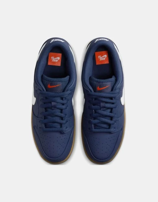 Nike SB Dunk Low Pro ISO Skate Shoes - Navy/White-Navy-Gum Lt Brown-Midnight Navy-Safety Orange -Nike 001163707 5