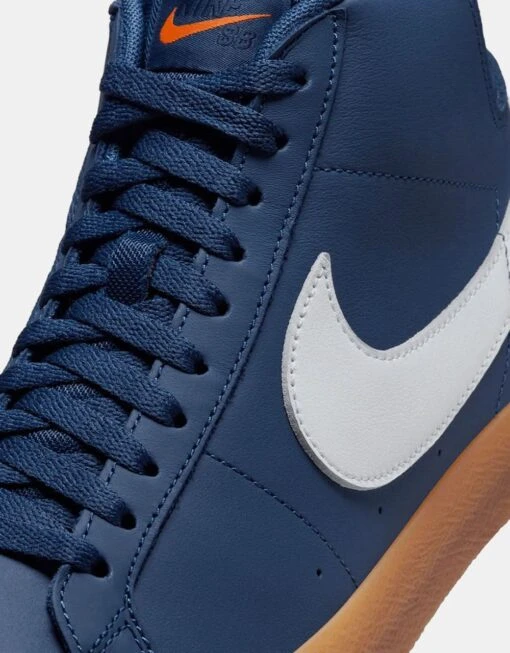 Nike SB Zoom Blazer Mid ISO Skate Shoes - Navy/White-Navy-Gum Lt Brown-Midnight Navy-Safety Orange -Nike 001163708 3