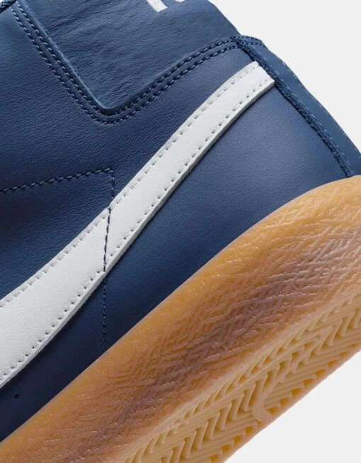 Nike SB Zoom Blazer Mid ISO Skate Shoes - Navy/White-Navy-Gum Lt Brown-Midnight Navy-Safety Orange -Nike 001163708 4