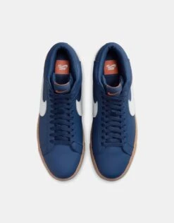 Nike SB Zoom Blazer Mid ISO Skate Shoes - Navy/White-Navy-Gum Lt Brown-Midnight Navy-Safety Orange -Nike 001163708 5