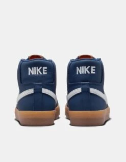 Nike SB Zoom Blazer Mid ISO Skate Shoes - Navy/White-Navy-Gum Lt Brown-Midnight Navy-Safety Orange -Nike 001163708 7