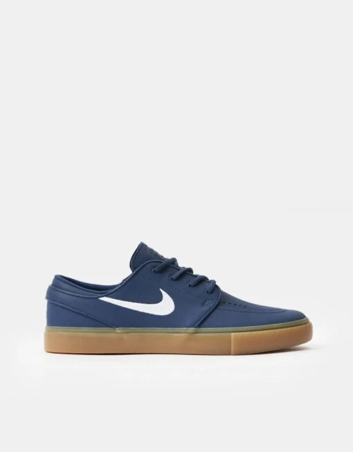 Nike SB Zoom Janoski ISO Skate Shoes - Navy/White-Navy-Gum Lt Brown-Midnight Navy-Safety Orange -Nike 001163709