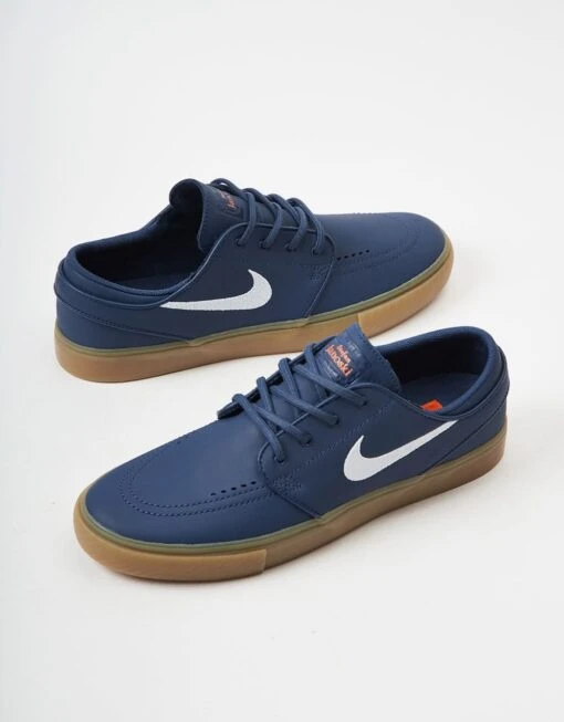 Nike SB Zoom Janoski ISO Skate Shoes - Navy/White-Navy-Gum Lt Brown-Midnight Navy-Safety Orange -Nike 001163709 1