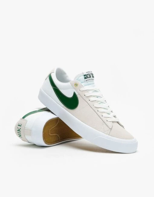 Nike SB Zoom Blazer Low Pro GT Skate Shoes - White/Fir-White-Gum Lt Brown -Nike 001163722 6