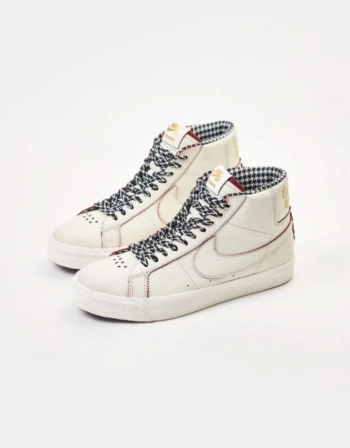 Nike SB 'Welcome Madrid' Zoom Blazer Mid QS Skate Shoes - Sail/Dark Beetroot-White -Nike 001166991 1