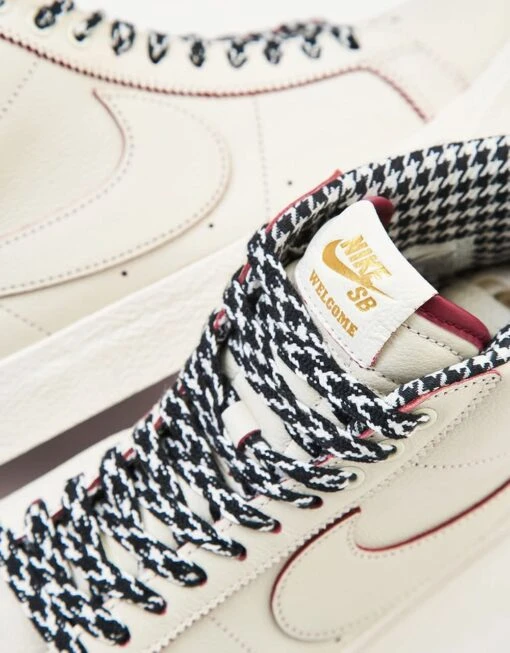 Nike SB 'Welcome Madrid' Zoom Blazer Mid QS Skate Shoes - Sail/Dark Beetroot-White -Nike 001166991 2